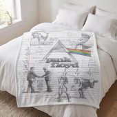 Pink Floyd Velveteen Plush Blanket - Album Collage Sketch