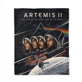 Pink Floyd Velveteen Plush Blanket - Artemis II See You On The Dark Side Of The Moon
