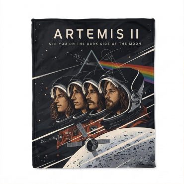 Pink Floyd Velveteen Plush Blanket - Artemis II See You On The Dark Side Of The Moon