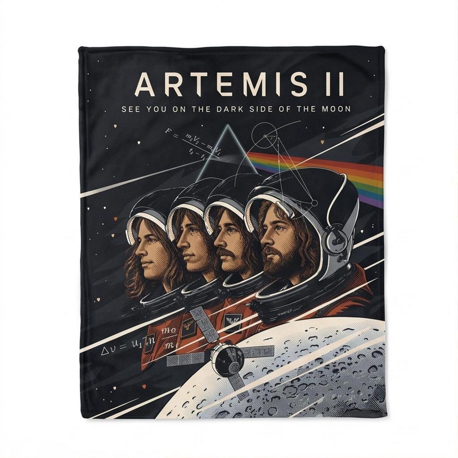 Pink Floyd Velveteen Plush Blanket - Artemis II See You On The Dark Side Of The Moon Pink Floyd Velveteen Plush Blanket - Artemis II See You On The Dark Side Of The Moon