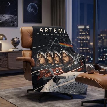 Pink Floyd Velveteen Plush Blanket - Artemis II See You On The Dark Side Of The Moon