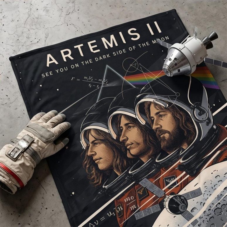 Pink Floyd Velveteen Plush Blanket - Artemis II See You On The Dark Side Of The Moon Pink Floyd Velveteen Plush Blanket - Artemis II See You On The Dark Side Of The Moon