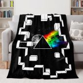 Pink Floyd Velveteen Plush Blanket - Dark Side of the Moon Galaxy Break Wall