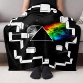 Pink Floyd Velveteen Plush Blanket - Dark Side of the Moon Galaxy Break Wall