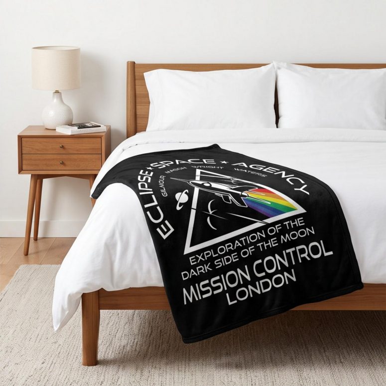 Pink Floyd Velveteen Plush Blanket - Eclipse Space Agency Exploration of TDSOTM Mission Control London Pink Floyd Velveteen Plush Blanket - Eclipse Space Agency Exploration of TDSOTM Mission Control London