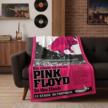 Pink Floyd Velveteen Plush Blanket - En Chair Et En Os Le Stade Olympique In The Flesh Concert