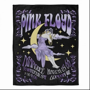 Pink Floyd Velveteen Plush Blanket - Moon Girl Marquee March 15 66 London