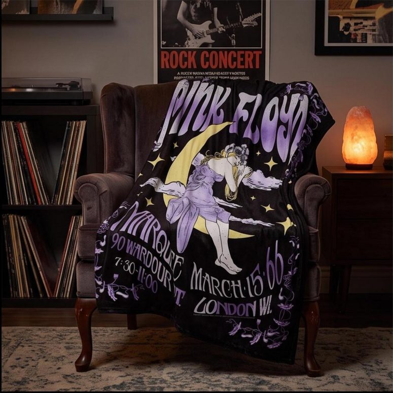 Pink Floyd Velveteen Plush Blanket - Moon Girl Marquee March 15 66 London