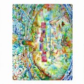Pink Floyd Velveteen Plush Blanket - Pink Floyd in concert at Pompeii Watercolor
