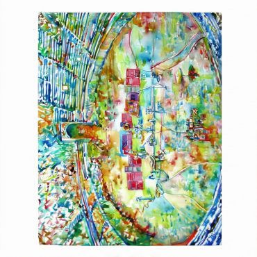 Pink Floyd Velveteen Plush Blanket - Pink Floyd in concert at Pompeii Watercolor Pink Floyd Velveteen Plush Blanket - Pink Floyd in concert at Pompeii Watercolor