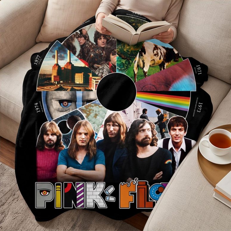 Pink Floyd Velveteen Plush Blanket - Pink Floyd Shirt Time Line Album Collage Signature Pink Floyd Velveteen Plush Blanket - Pink Floyd Shirt Time Line Album Collage Signature