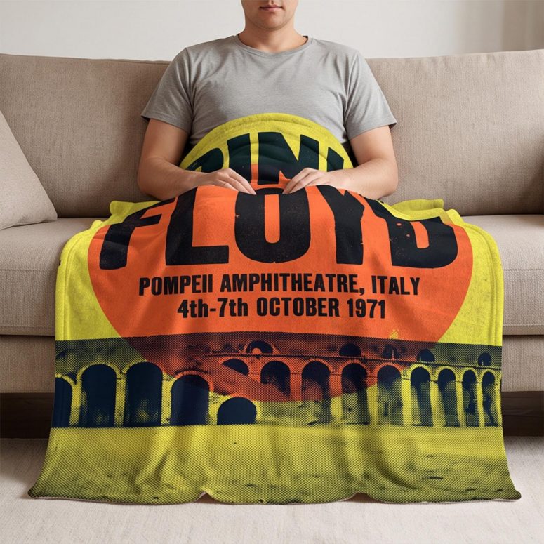 Pink Floyd Velveteen Plush Blanket - Pompeii Amphitheatre Italy 1971 Pink Floyd Velveteen Plush Blanket - Pompeii Amphitheatre Italy 1971