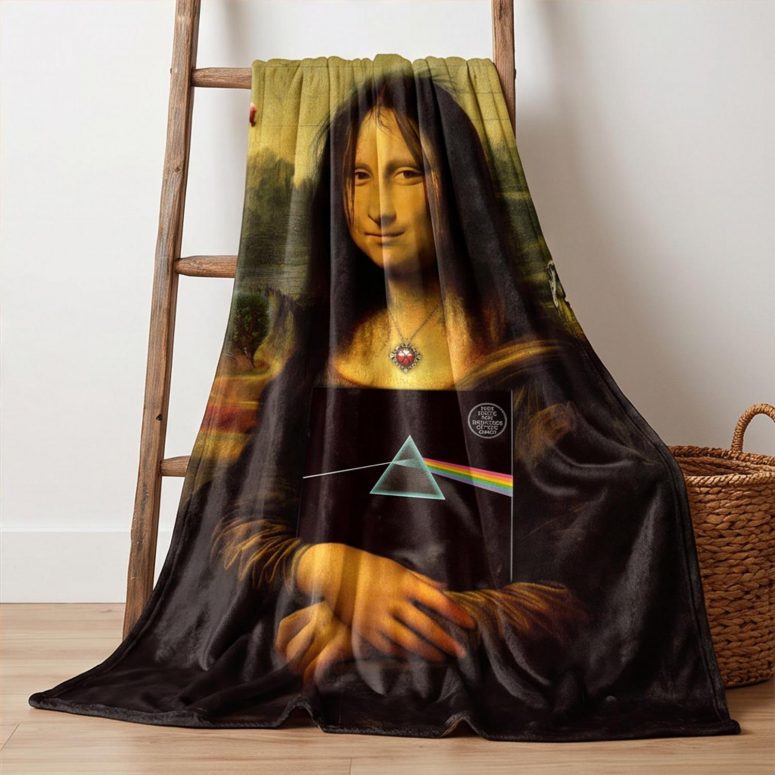 Pink Floyd Velveteen Plush Blanket - TDSOTM Vinyl Disk Animals Atom Heart Mother Monalisa Parody
