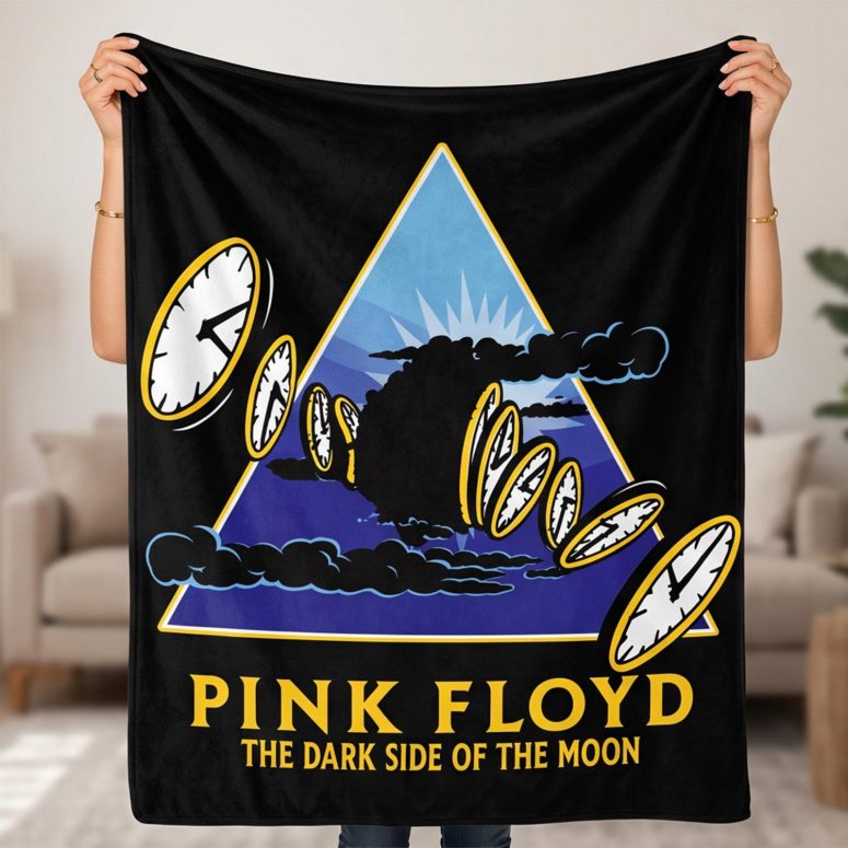 Pink Floyd Velveteen Plush Blanket - Time Dark Side Of The Moon Pink Floyd Velveteen Plush Blanket - Time Dark Side Of The Moon