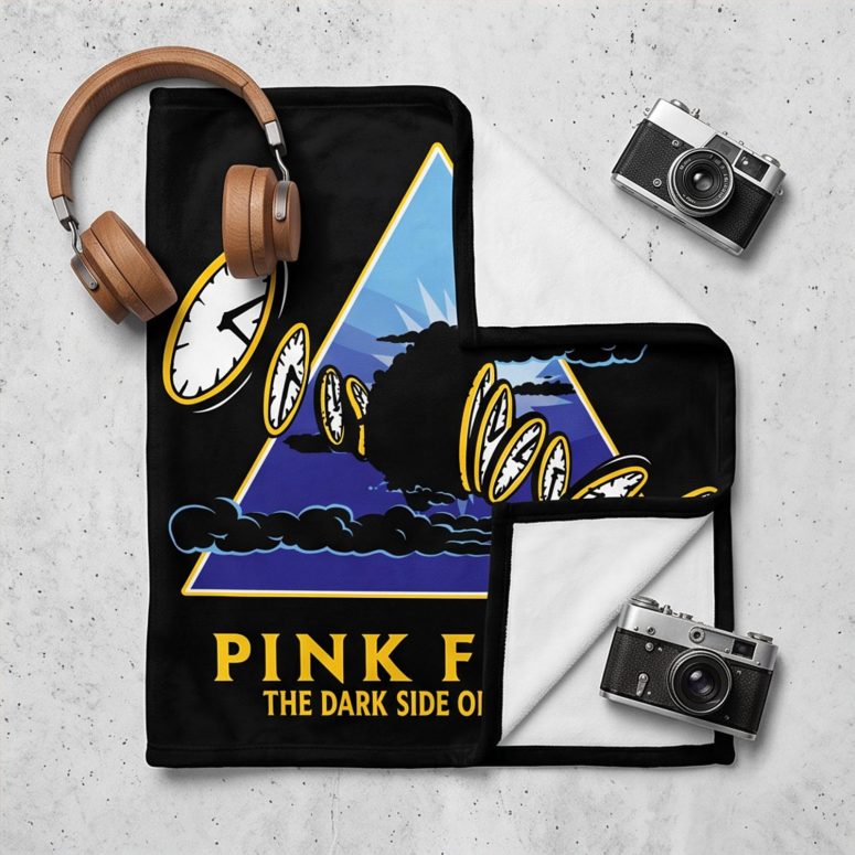 Pink Floyd Velveteen Plush Blanket - Time Dark Side Of The Moon Pink Floyd Velveteen Plush Blanket - Time Dark Side Of The Moon