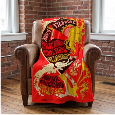 Pink Floyd Velveteen Plush Blanket - Vintage Concert Poster from Fillmore Auditorium