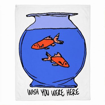 Pink Floyd Velveteen Plush Blanket - Wish You Were Here lost souls in Fish Bowl Doodle Art