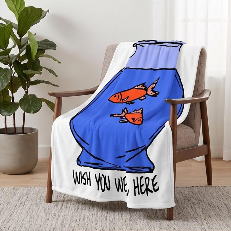 Pink Floyd Velveteen Plush Blanket - Wish You Were Here lost souls in Fish Bowl Doodle Art Pink Floyd Velveteen Plush Blanket - Wish You Were Here lost souls in Fish Bowl Doodle Art
