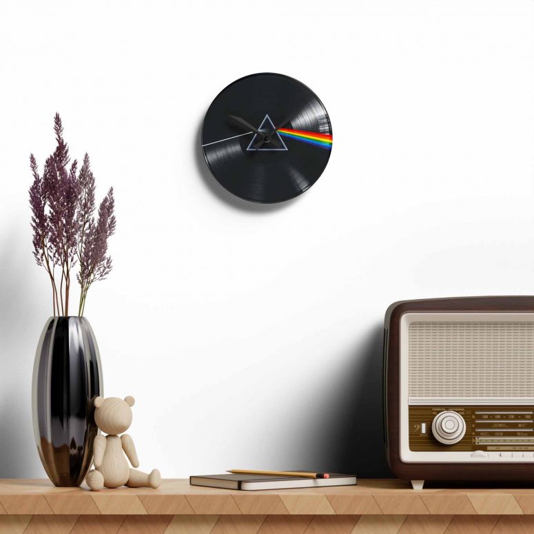Pink Floyd Acrylic Wall Clock - The Dark Side Of The Moon Vinyl Record