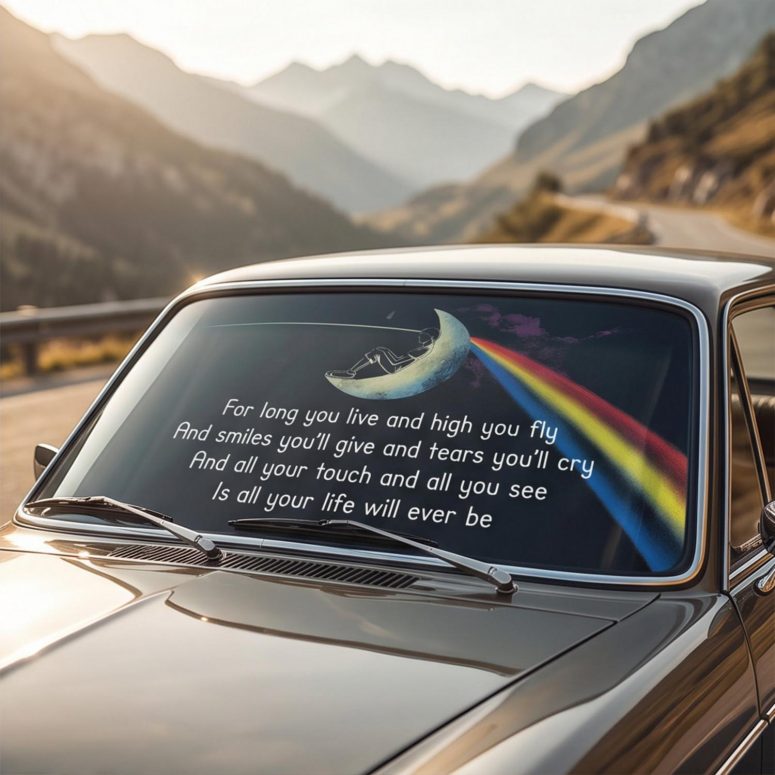 Pink Floyd Auto Sun Shade - Breathe Lyric DSOTM All Your Life Will Ever Be