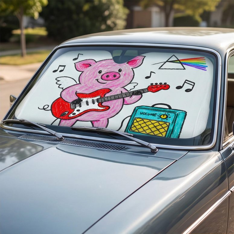 Pink Floyd Auto Sun Shade - Crayon Another Pig In he Band