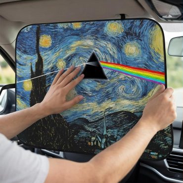 Pink Floyd Auto Sun Shade - Starry Night Dark Side Of The Moon Van Gogh