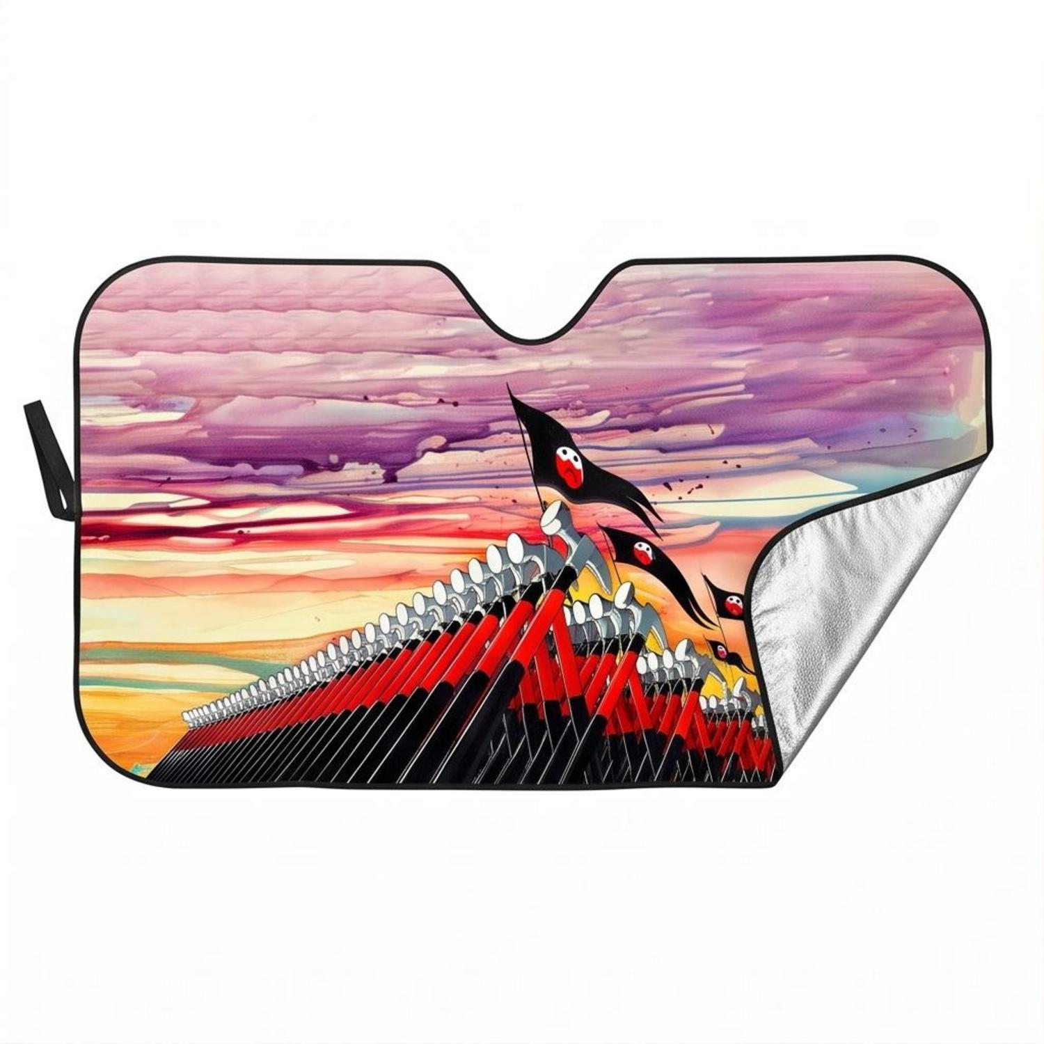 Pink Floyd Auto Sun Shade - The Wall Marching Hammers Drawing Art Pink Floyd Auto Sun Shade - The Wall Marching Hammers Drawing Art