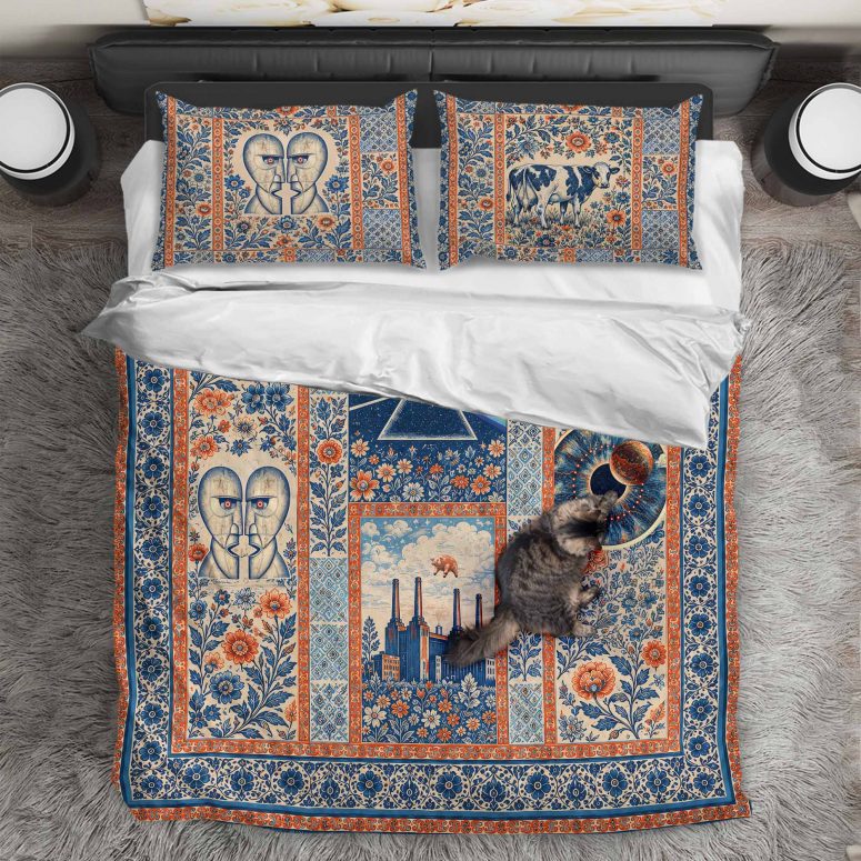 Pink Floyd Bedding Set - Bohemian Blue Division Bell Animals Atom Heart Mother Pink Floyd Bedding Set - Bohemian Blue Division Bell Animals Atom Heart Mother