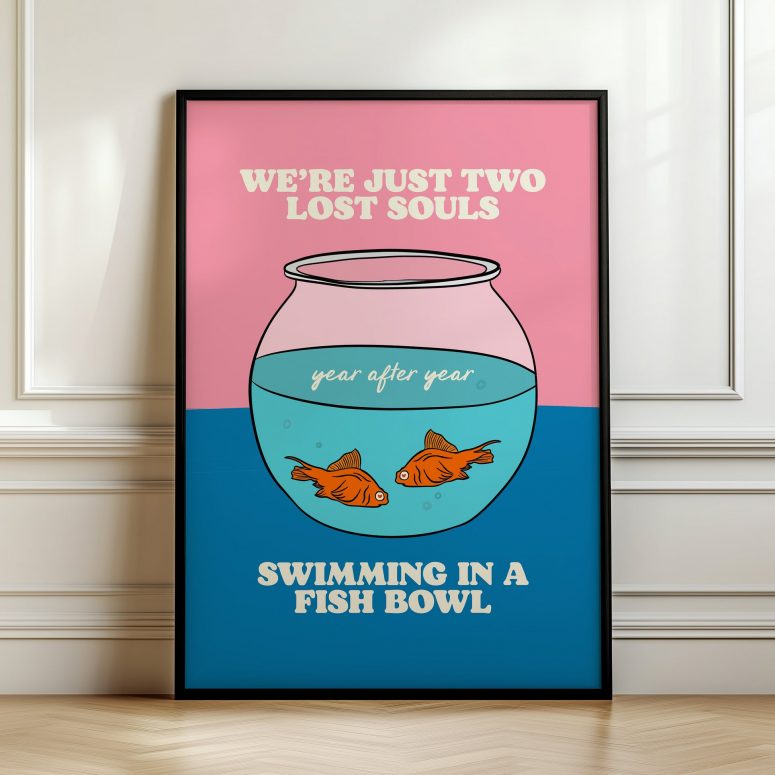 Pink Floyd Canvas - Two Lost Souls Wish You Were Here Pink Blue Pink Floyd Canvas - Two Lost Souls Wish You Were Here Pink Blue