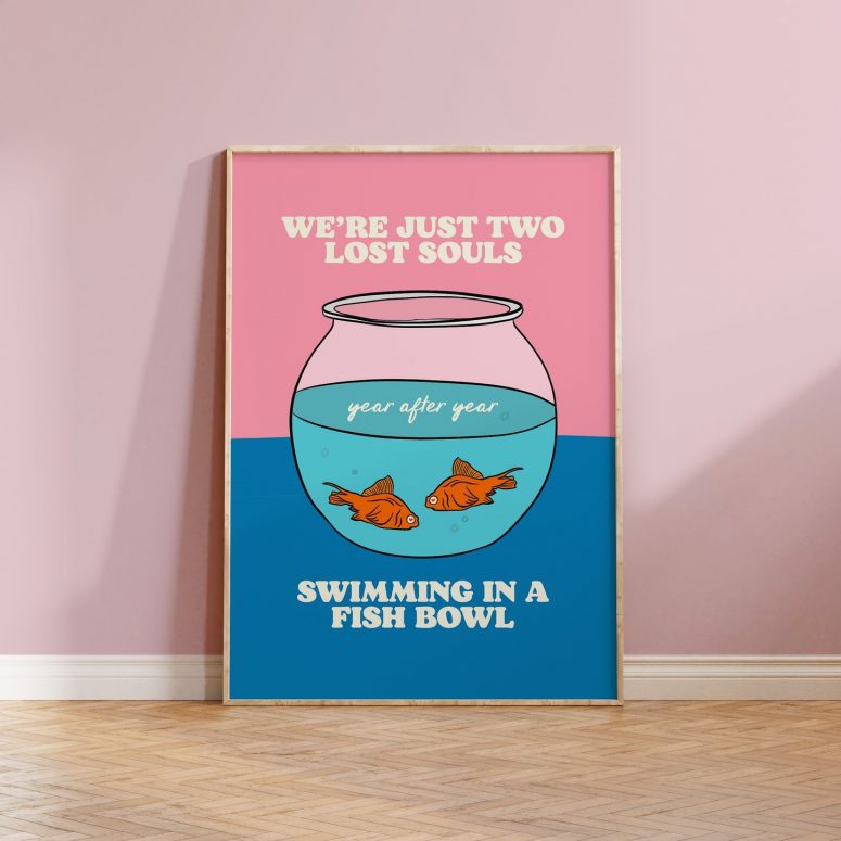 Pink Floyd Canvas - Two Lost Souls Wish You Were Here Pink Blue Pink Floyd Canvas - Two Lost Souls Wish You Were Here Pink Blue