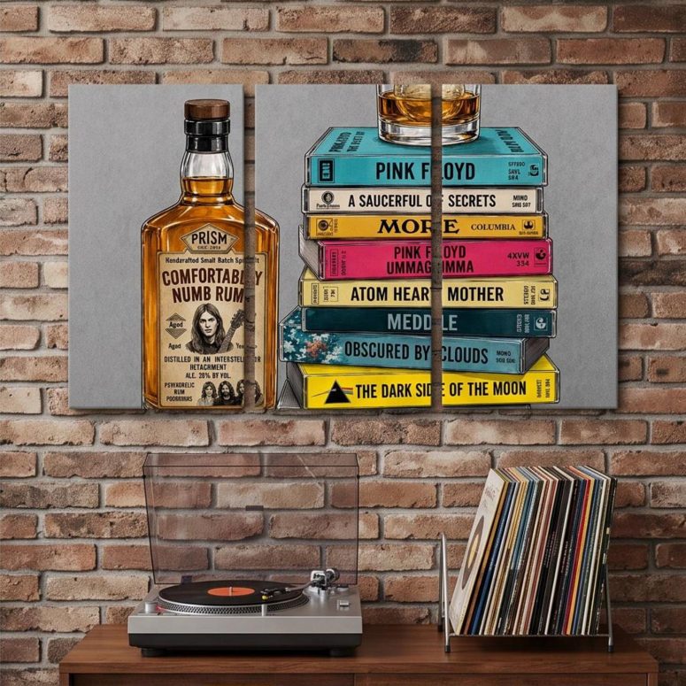 Pink Floyd Canvas - Cassettee Collection Comfortably Numb Rum & Classic Albums Artwork