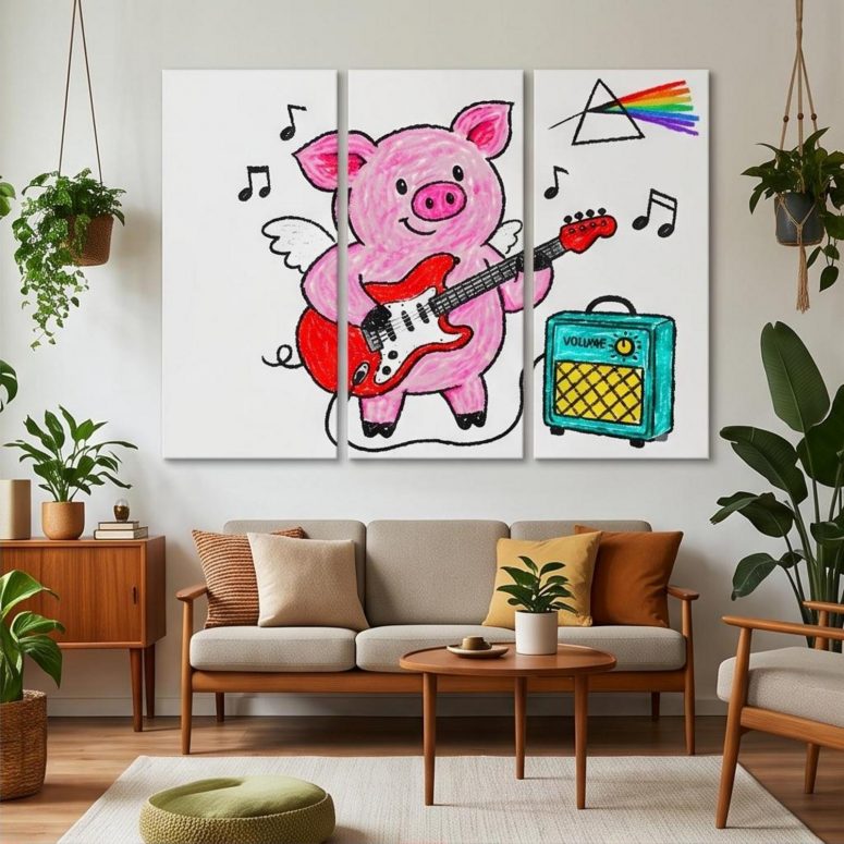 Pink Floyd Canvas - Crayon Another Pig In he Band