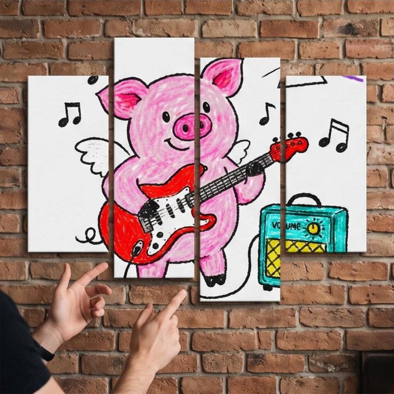 Pink Floyd Canvas - Crayon Another Pig In he Band