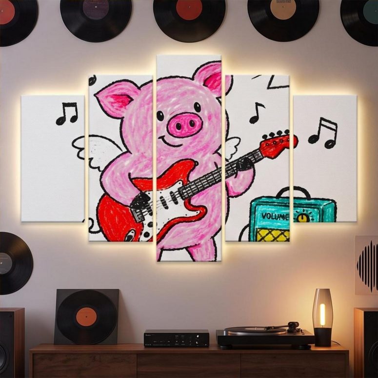 Pink Floyd Canvas - Crayon Another Pig In he Band