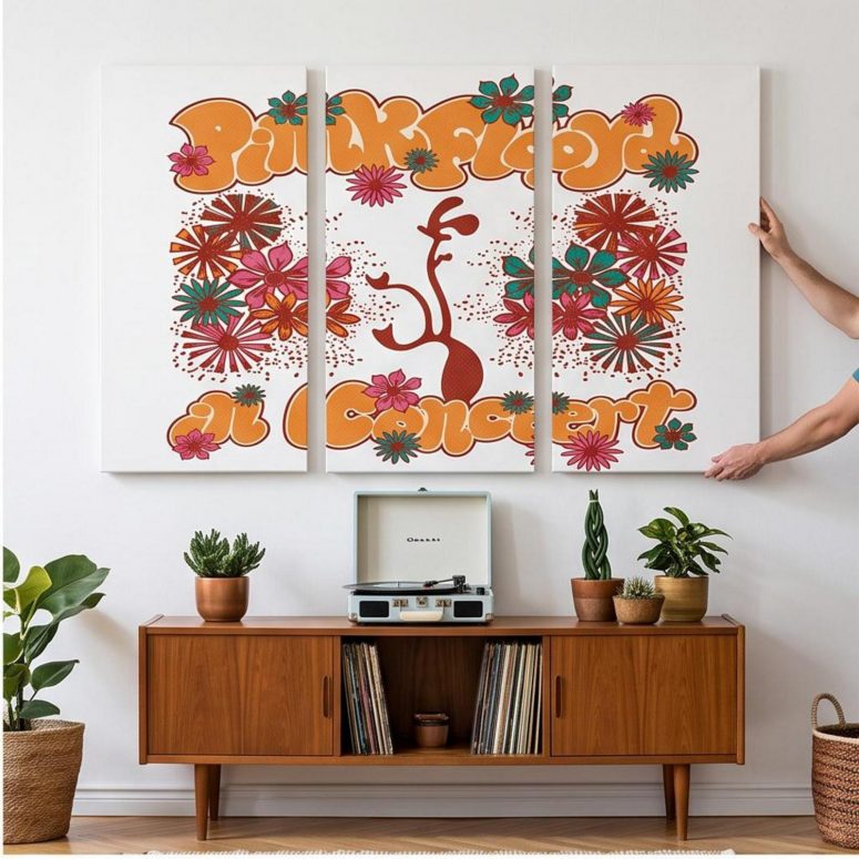 Pink Floyd Canvas - Floral Lungs In Concert Pink Floyd Canvas - Floral Lungs In Concert