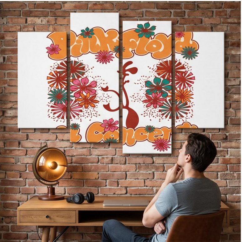 Pink Floyd Canvas - Floral Lungs In Concert Pink Floyd Canvas - Floral Lungs In Concert