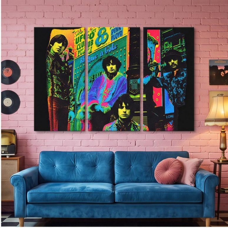 Pink Floyd Canvas - Psychedelic Colors Members Pink Floyd Canvas - Psychedelic Colors Members