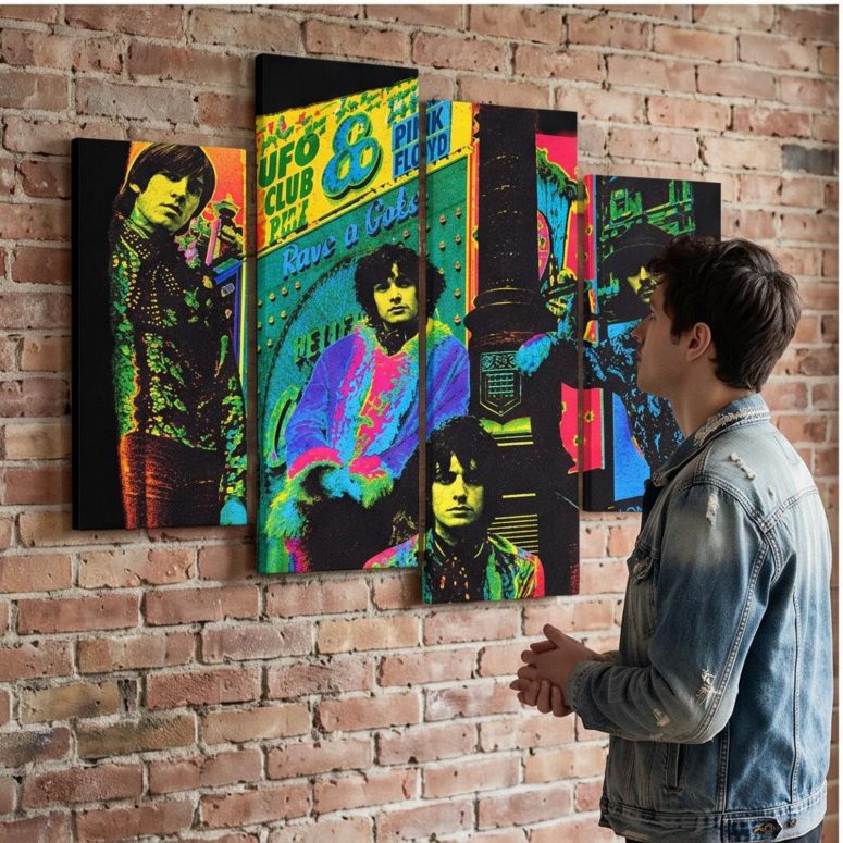 Pink Floyd Canvas - Psychedelic Colors Members Pink Floyd Canvas - Psychedelic Colors Members