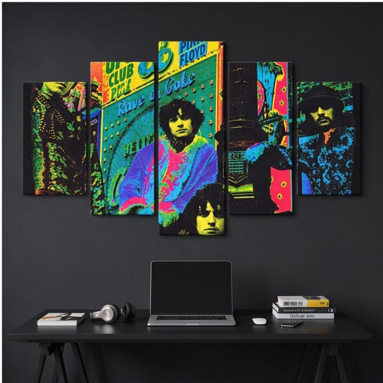Pink Floyd Canvas - Psychedelic Colors Members Pink Floyd Canvas - Psychedelic Colors Members