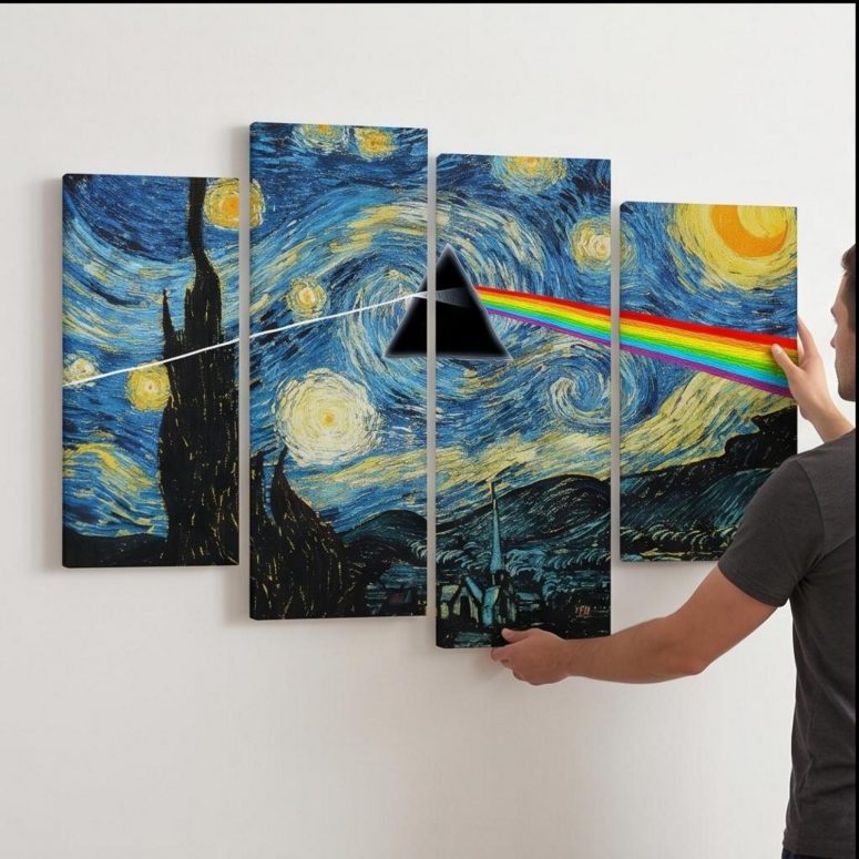Pink Floyd Canvas - Starry Night Dark Side Of The Moon Van Gogh