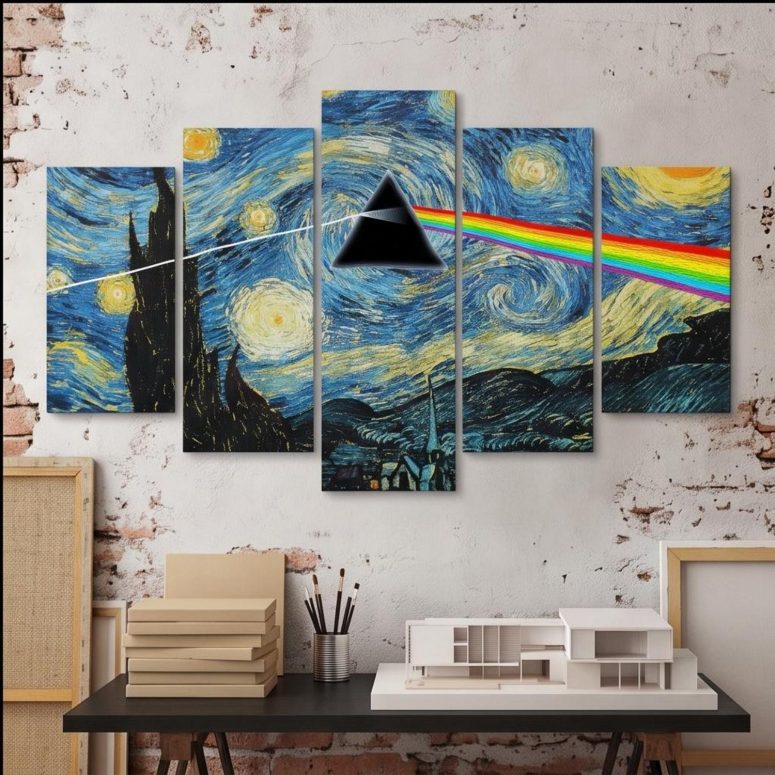 Pink Floyd Canvas - Starry Night Dark Side Of The Moon Van Gogh