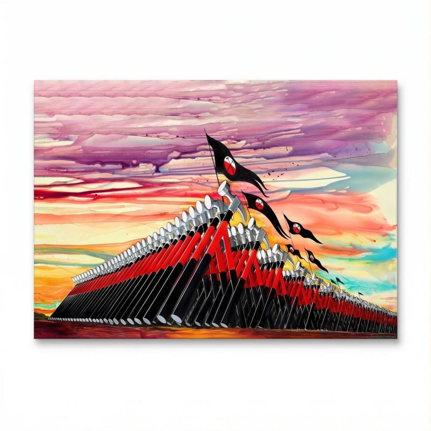 Pink Floyd Canvas - The Wall Marching Hammers Drawing Art Pink Floyd Canvas - The Wall Marching Hammers Drawing Art