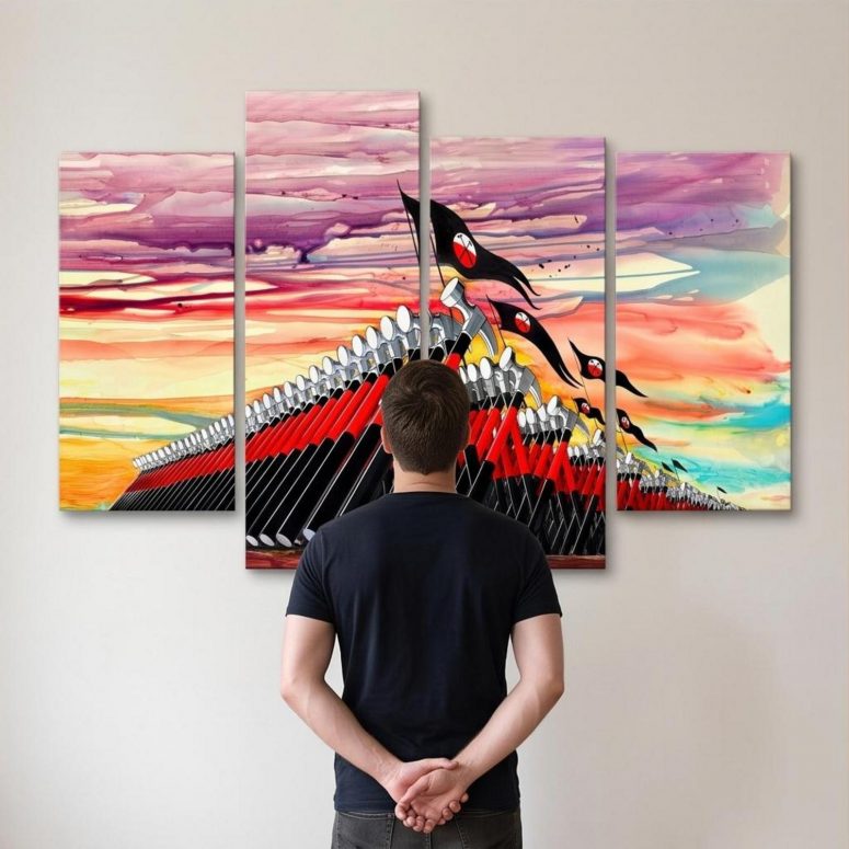 Pink Floyd Canvas - The Wall Marching Hammers Drawing Art Pink Floyd Canvas - The Wall Marching Hammers Drawing Art