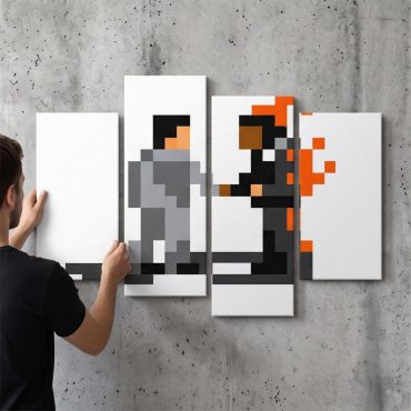 Pink Floyd Canvas - Wish You Were Here ShakeHand Pixel Art