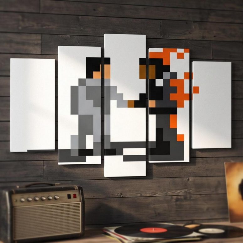 Pink Floyd Canvas - Wish You Were Here ShakeHand Pixel Art