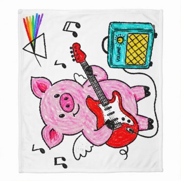 Pink Floyd Fleece Blanket - Crayon Another Pig In he Band