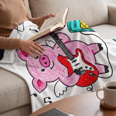 Pink Floyd Fleece Blanket - Crayon Another Pig In he Band