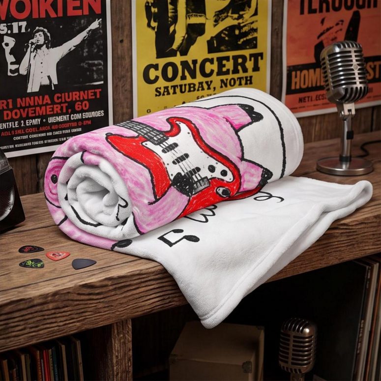 Pink Floyd Fleece Blanket - Crayon Another Pig In he Band