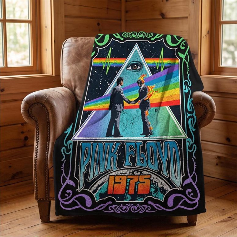 Pink Floyd Fleece Blanket - Dark Side Of the Moon Wish You Were Here 1975 Pink Floyd Fleece Blanket - Dark Side Of the Moon Wish You Were Here 1975