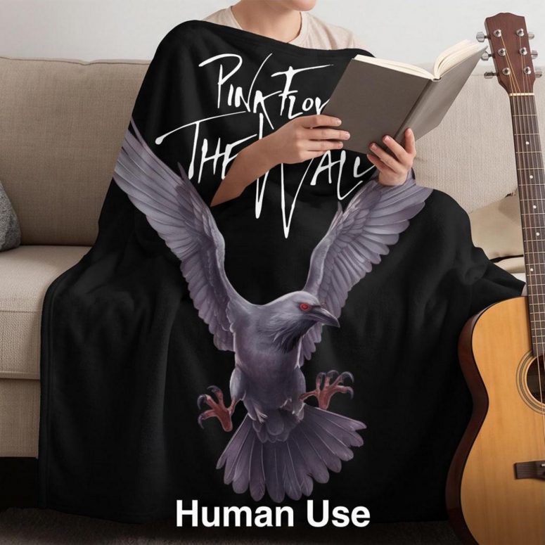 Pink Floyd Fleece Blanket - Death Raven Bird The Wall Pink Floyd Fleece Blanket - Death Raven Bird The Wall